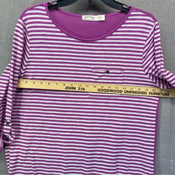 Faded Glory Long Sleeve Striped Top Purple & White Size | 1X(16W) - Picture 8 of 11